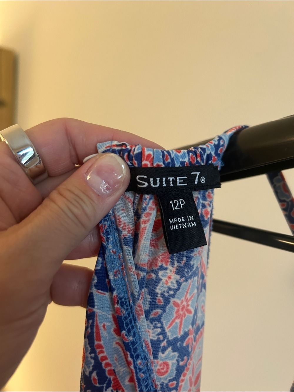 Printed Halter Maxi Dress in Blue and Coral - Picture 2 of 5